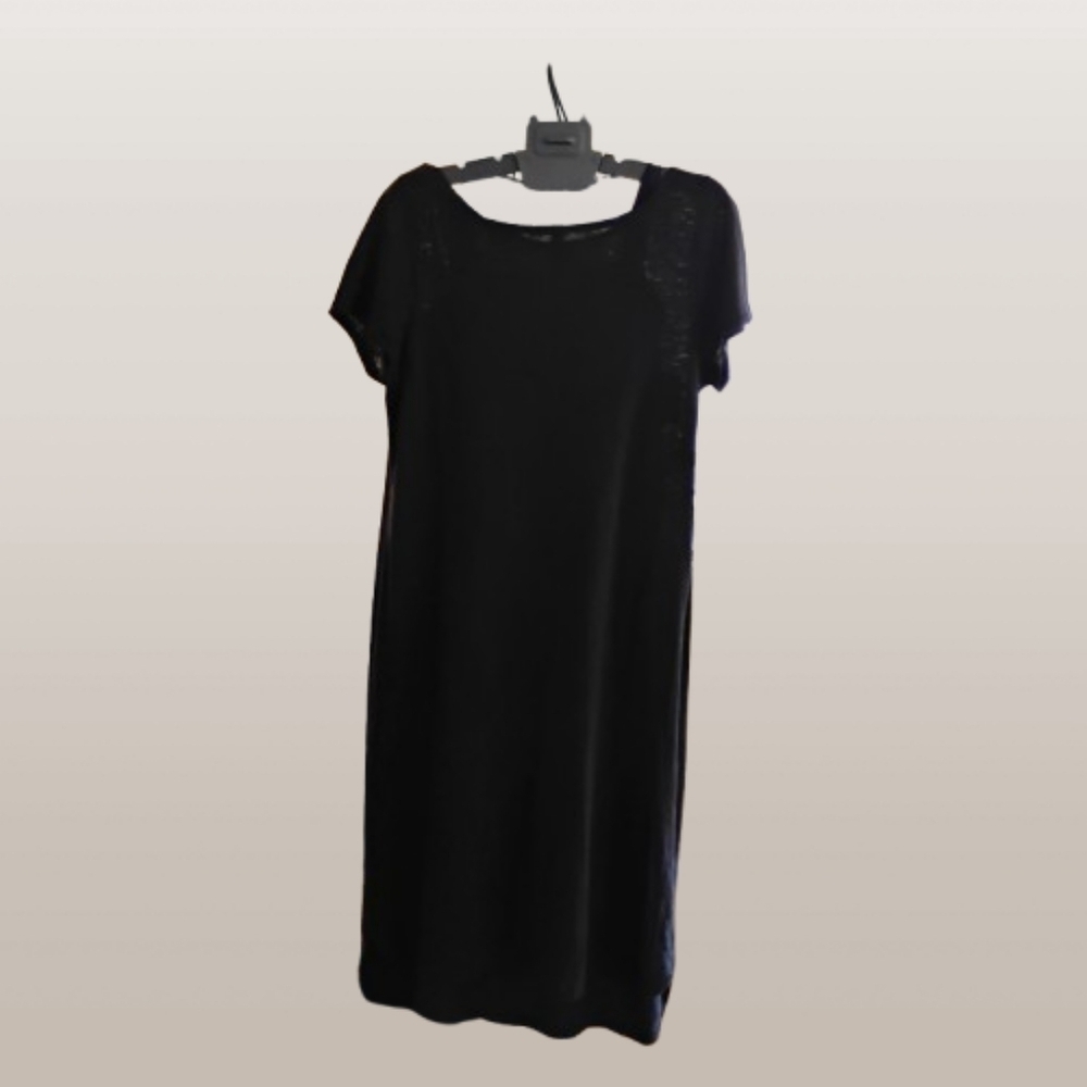 New Cond. EILEEN FISHER Dress Size M. Dark Grey Hemp & Org. Cotton
